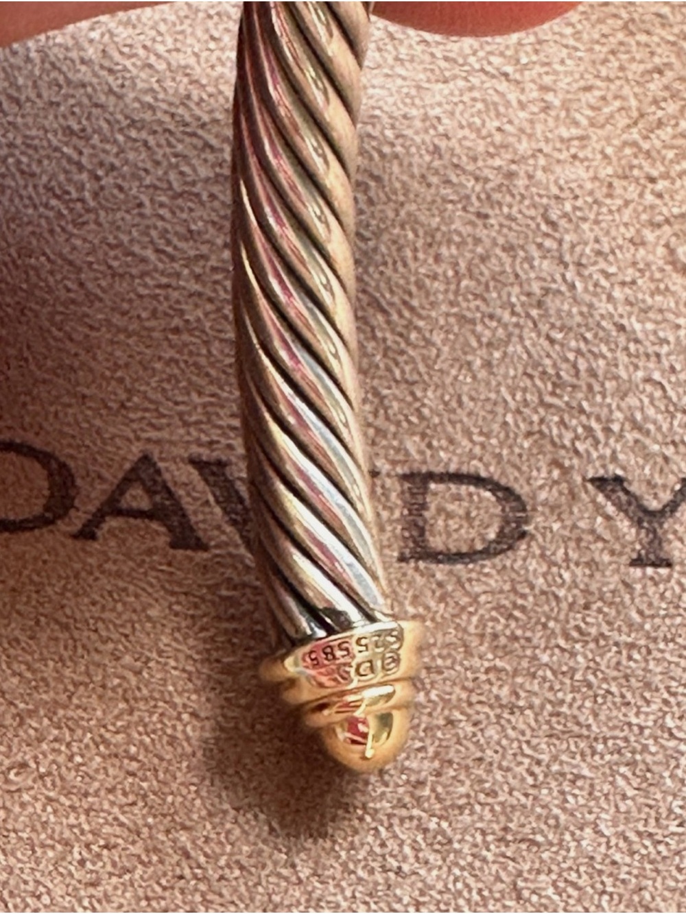 David Yurman Cable Classics 5mm Bracelet Medium 925 Sterling Silver 14K Gold - Picture 5 of 5
